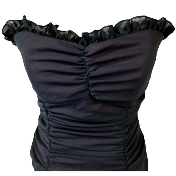 Niki by Niki Livas Vtg Black Pink Strapless Dress Sz 6 Whimsigoth Dark Fairy - Picture 5 of 8